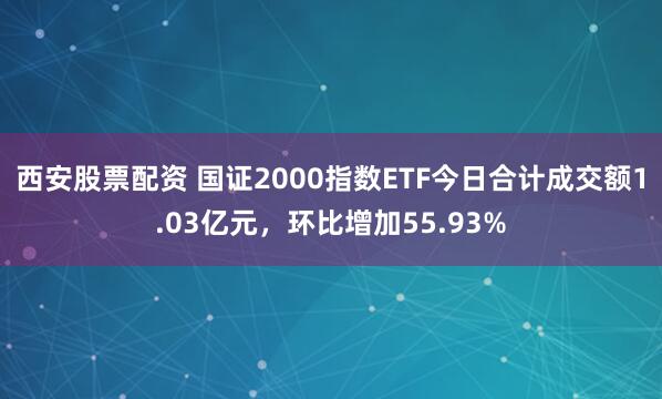 西安股票配资 国证2000指数ETF今日合计成交额1.03亿元，环比增加55.93%