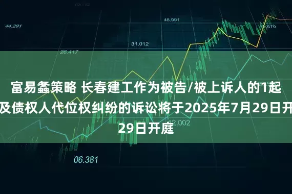 富易螽策略 长春建工作为被告/被上诉人的1起涉及债权人代位权纠纷的诉讼将于2025年7月29日开庭